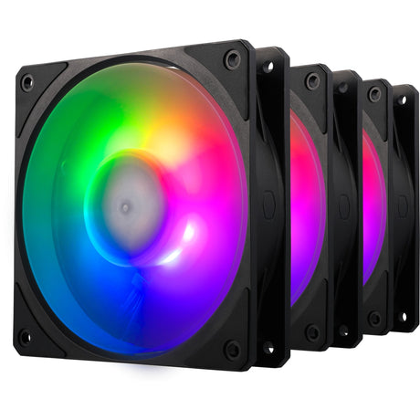 Cooler Master Mobius 120p ArGB 120x120x25 Gehäuselüfter (schwarz, 3 Stück, 120 x 120 x 25 mm, PWM)