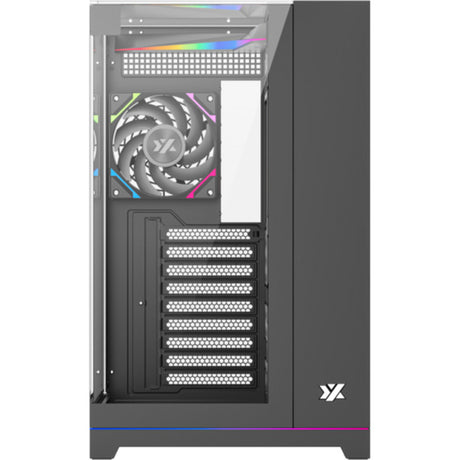 Xyz PC Gear Tesseract A-RGB Midi-Tower-Gehäuse (Schwarz | 2x USB-A | 1x USB-C | RGB | Gehärtetes Glas)