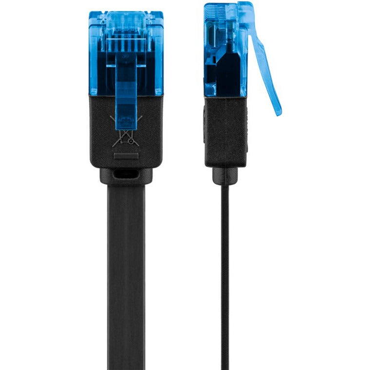 Goobay Cat 6a flaches Patchkabel u UTP, 5 Meter Kabel (schwarz blau)