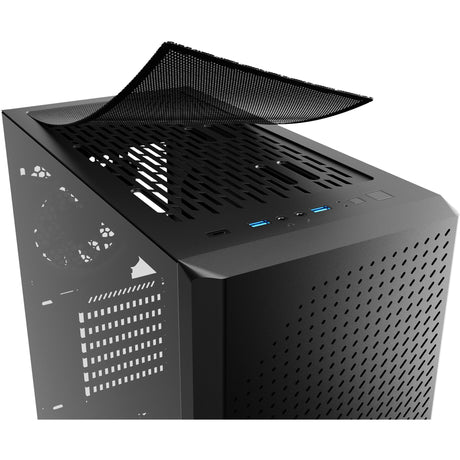 Sharkoon vs9 RGB schwarzes Midi-Tower-Gehäuse (schwarz | 2x USB-A | 1x USB-C | RGB | gehärtetes Glas)