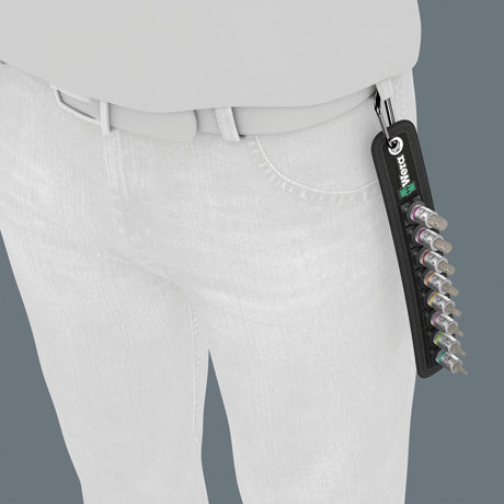 Wera Belt B 2 Zyklop Innensechskant-Bit-Stecknuss-Satz, 3 8, 8-teiliger Steckschlüssel (schwarz silber, mit Haltefunktion)