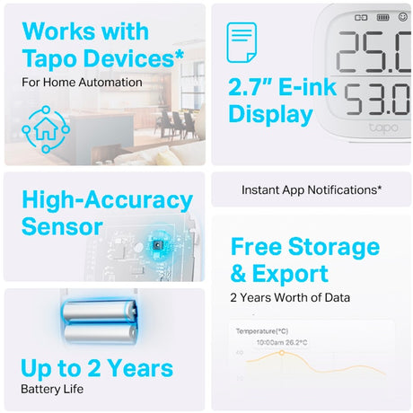 Tp-Link Tapo T315 intelligenter Temperatur- und Feuchtigkeitsüberwachungssensor