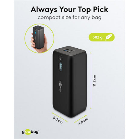Goobay Laptop-Powerbank (schwarz, 20.000 mAh, Power Delivery)