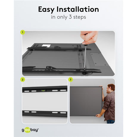 Goobay TV-Wandhalterung fest 43 - 100 Zoll (109 - 254 cm), max. 70 kg Wandmontage (schwarz)