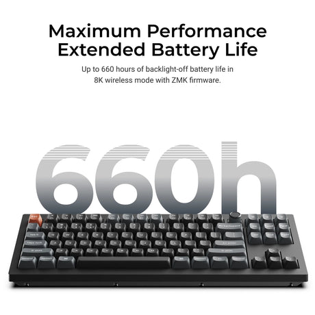 Keychron v3 Ultra 8K kabellose, benutzerdefinierte mechanische Tastatur (Schwarz, US-Layout (QWERTY), Seidenpom-Rot, 80 % (TKL), RGB, Hot-Swap, 2,4 GHz | Bluetooth 5.3 | USB-C)
