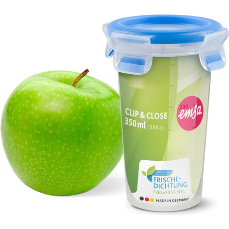 Emsa Clip-Close-Lebensmittelbehälter 0,35 l Becher (transparent blau, rund, ø 9,2 cm)