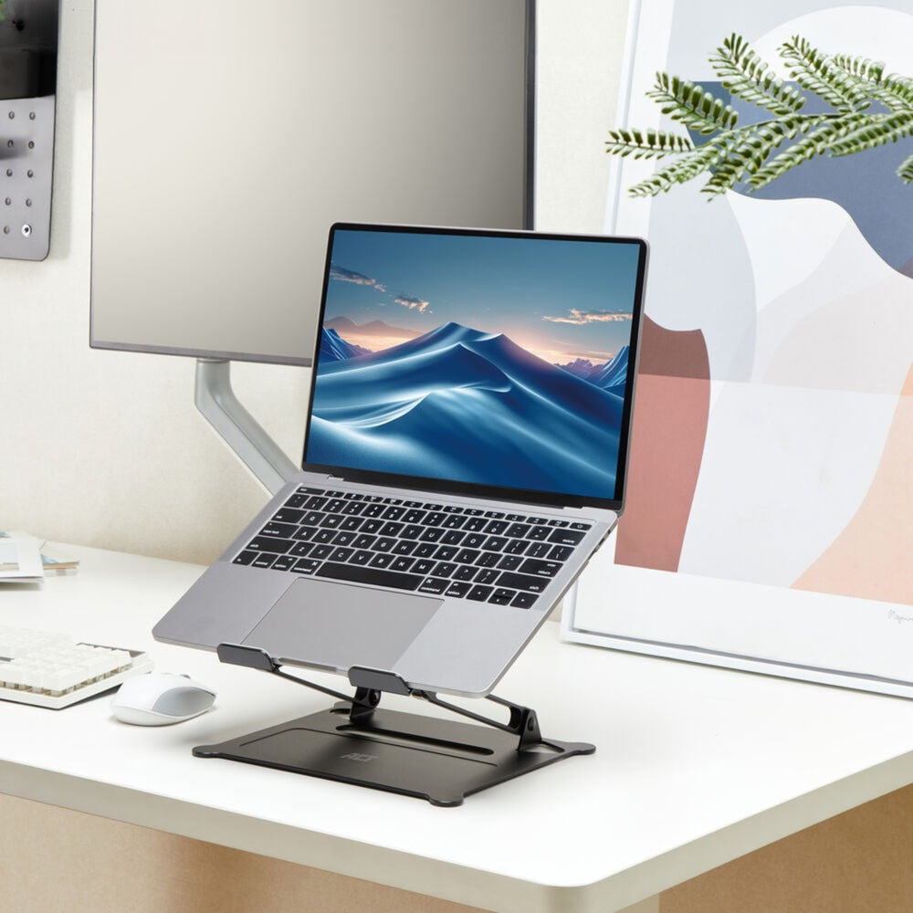 Act Connectivity Laptopständer, Aluminium, klappbar, stufenlos höhenverstellbar (schwarz)