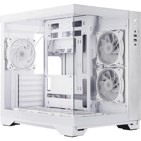 Chieftec Visio Midi Tower Gehäuse (weiß | 2x USB-A | 1x USB-C | RGB | gehärtetes Glas)