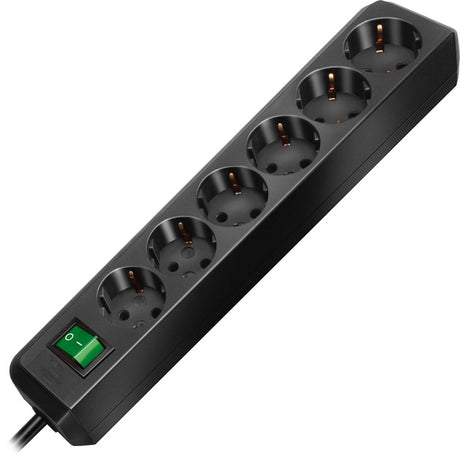 Brennerstuhl Eco-Line mit Schalter 6-fach schwarz 1,5m h05vv-f 3g1,5