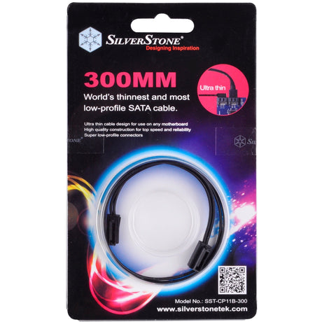 Silverstone SATA III-Kabel 30 cm (schwarz, 6 GB, Low-Profile-Anschluss, CP11B-300)