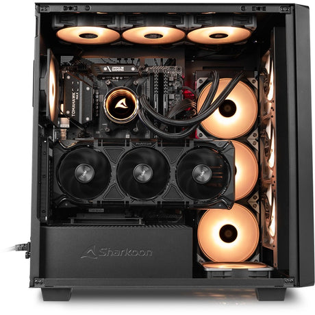 Sharkoon Rebel C70M RGB Midi-Tower-Gehäuse (schwarze Holzfarbe | 2x USB-A | 1x USB-C | RGB)