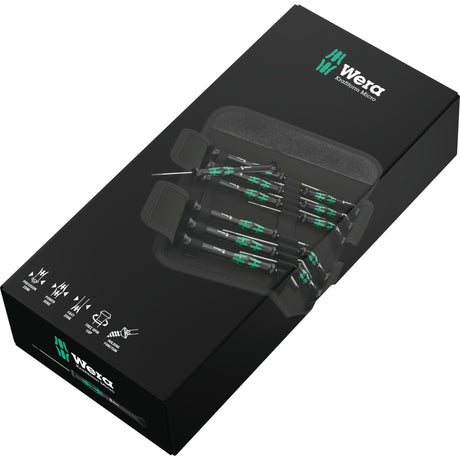 Wera Kraftform 12SB1 Mikro-Schraubendreher-Set (schwarz grün, für Elektrogeräte)