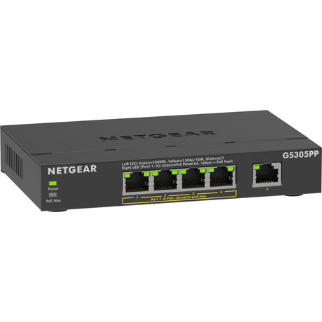 Netgear 5-Port-Gigabit-Ethernet-PoE+-Unmanaged-Switch (GS305PP) (schwarz)