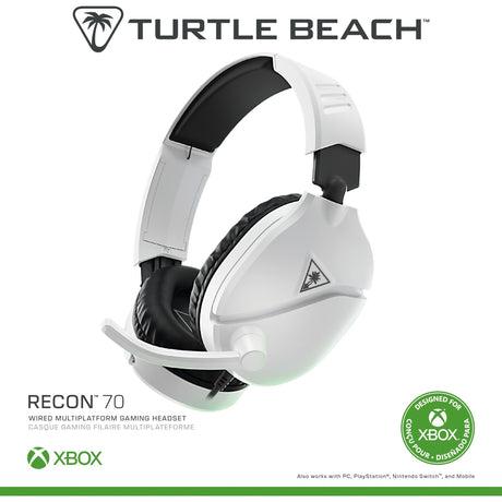 Turtle Beach Ear Force Recon 70x White (2024) Over-Ear-Gaming-Headset (weiß, Xbox Series X|s, Xbox One, PS4, PS5, Switch, PC, Mobil)