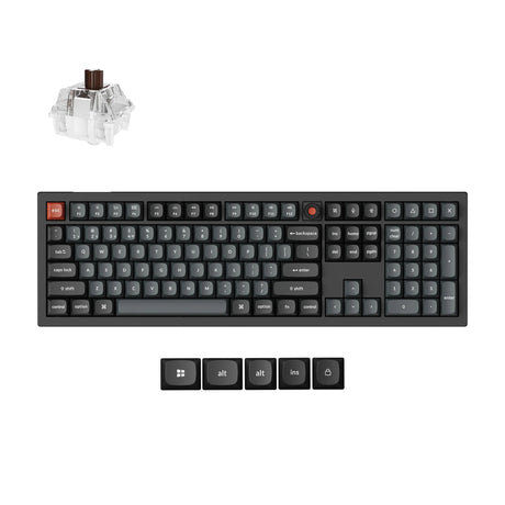 Keychron V6W-D3 8K QMK kabelgebundene benutzerdefinierte mechanische Tastatur (Schwarz, US-Layout (QWERTZ), Superbraun, 100 %, RGB-LEDs, Double-Shot-PBT, Hot-Swap, 8K, Taste)