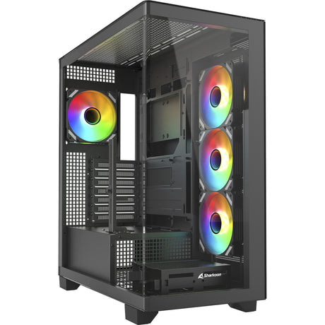 Sharkoon Elite Shark CA500 Midi-Tower-Gehäuse (schwarz | 2x USB-A | 1x USB-C | RGB | gehärtetes Glas)