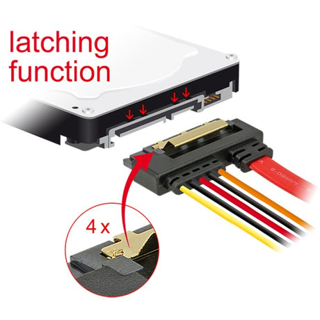Delock SATA 7-Pin + 15-Pin > SATA 22-Pin Adapter (schwarz rot, 0,3 Meter)