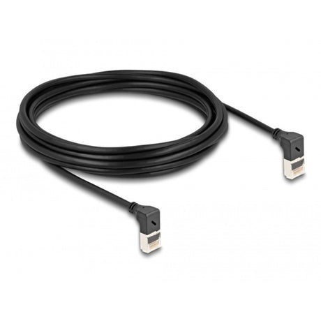 Delock RJ45 Netzwerkkabel Cat.6a S FTP Slim 90° nach oben nach oben gewinkelt 5 m Kabel (schwarz)