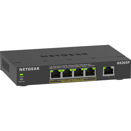 Netgear 5-Port PoE+ Gigabit Ethernet Soho Unmanaged Switch (GS305P) (schwarz)