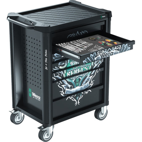 Wera 9700 Tool Rebel Werkstattwagen 1, 94-teiliger Werkzeugwagen (schwarz, inkl. 4 Moosgummieinlagen mit Werkzeug)