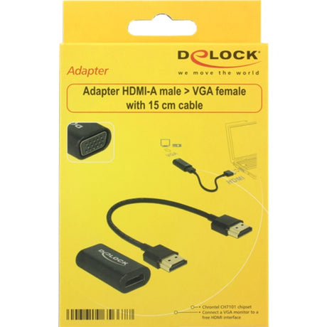 Delock HDMI A (Buchse) > VGA (Buchse) Adapter (schwarz, 0,15 Meter)