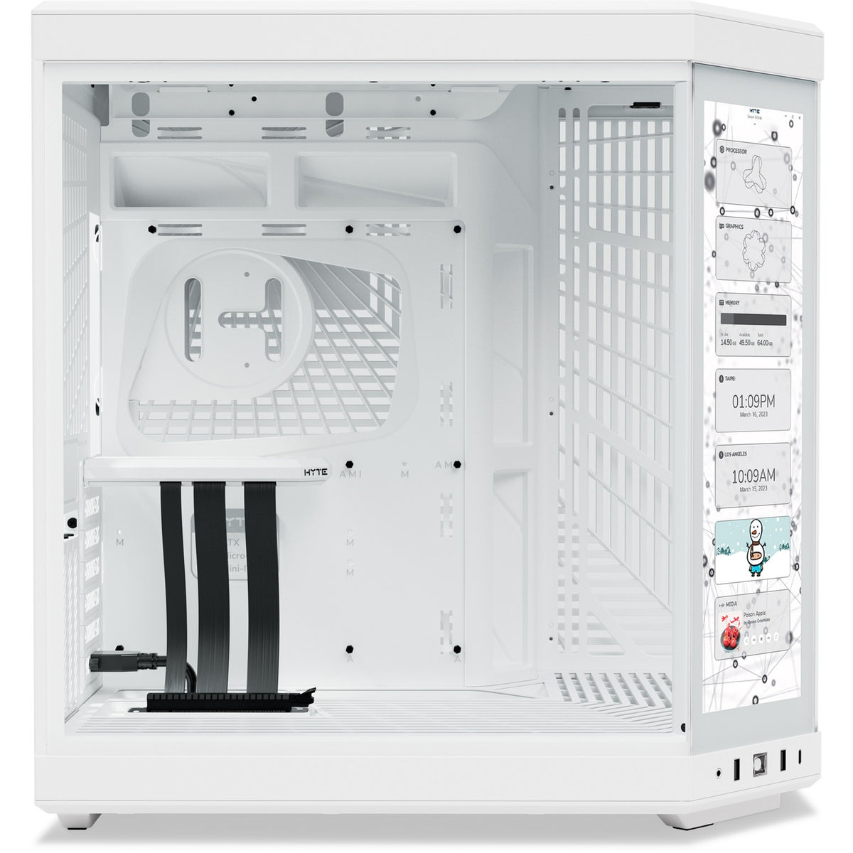 Hyte y70 Touch Infinity Midi-Tower-Gehäuse (weiß | 2x USB-A | 1x USB-C | gehärtetes Glas)