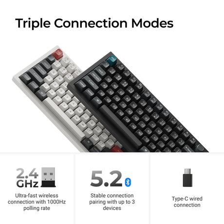 Keychron Q6 Ultra-M3 8K kabellose, benutzerdefinierte mechanische Tastatur (Schwarz, US-Layout (QWERTY), Seidenpombraun, 100 %, RGB, Hot-Swap, 8K, 2,4 GHz Bluetooth 5.2 USB-C)