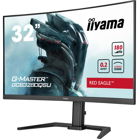 Iiyama G-Master Red Eagle GCB3280QSU-B2 31,5 gebogener Gaming-Monitor (schwarz, 2x HDMI, Display-Port, 2x USB-A, USB-B, 180 Hz)