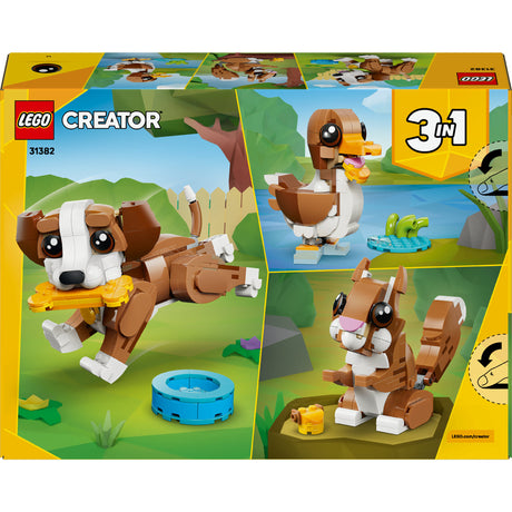 Lego® Creator 3in1 süße Tiere: Verspielter Welpe – Tierset – in ein Eichhörnchen oder eine Ente verwandeln – 31382