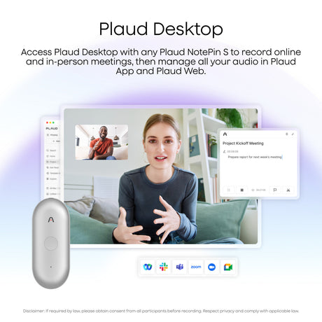 Plaud Notepin s Diktiergerät (Silber, 64 GB, Bluetooth 5.2 BLE (Bluetooth Low Energy) Wi-Fi)