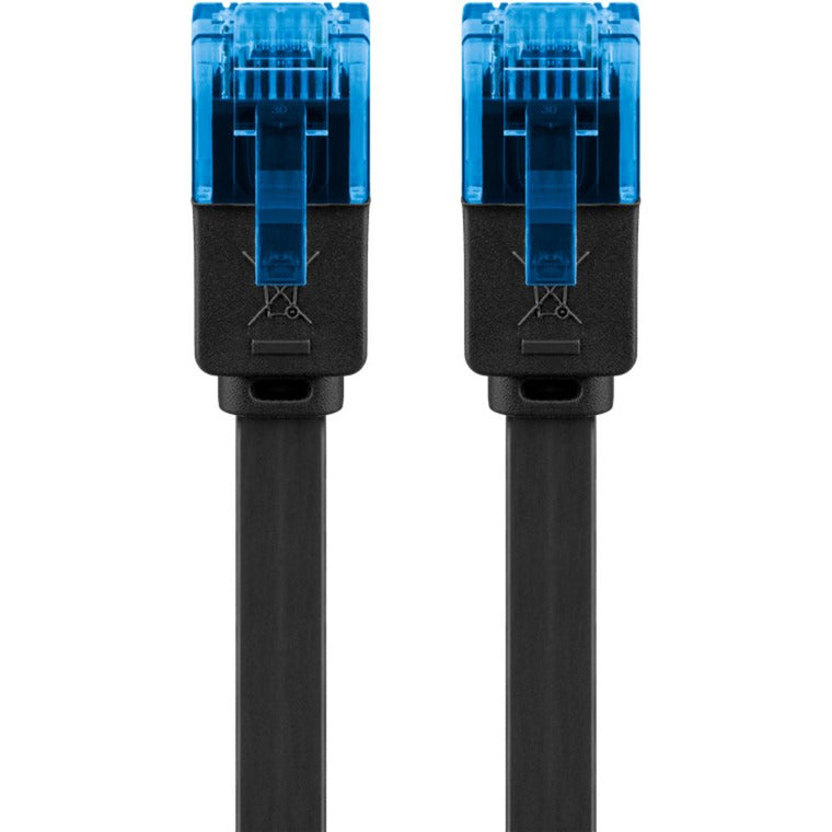 Goobay Cat 6a flaches Patchkabel u UTP, 5 Meter Kabel (schwarz blau)
