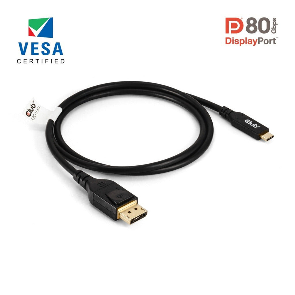 Club 3D USB-C auf DisplayPort DP80 bidirektionaler Adapter (schwarz, 1 Meter, VESA-zertifiziert)