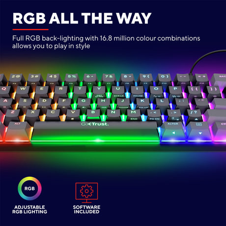 Trust Trust GXT 867 Acira 60 % mechanische Mini-Gaming-Tastatur