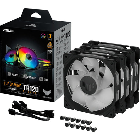 Asus TUF Gaming TR120 ArGB Reverse-Gehäuselüfter (schwarz, 3 Stück, 120 x 120 x 28 mm)
