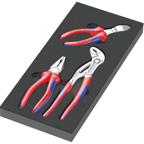 Wera 9784 Moosgummieinlage mit Knivex Zangenset VDE 1, 3-teiliges Zangenset (schwarz grau)