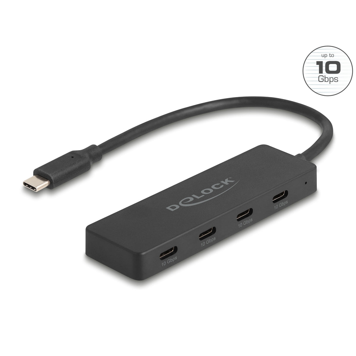 Delock usb 10 gbps usb type-c hub + 4x usb type-c usb-hub (zwart)