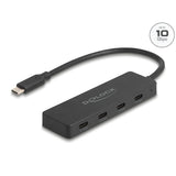 Delock usb 10 gbps usb type-c hub + 4x usb type-c usb-hub (zwart)