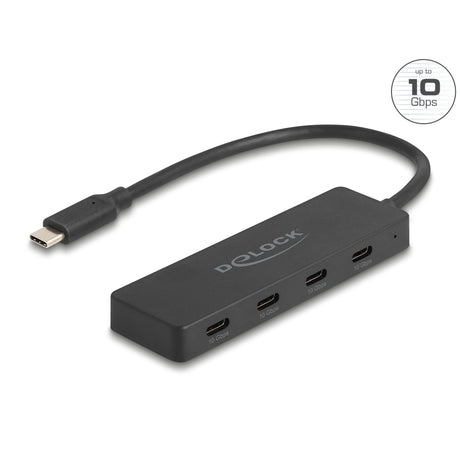 Delock usb 10 gbps usb type-c hub + 4x usb type-c usb-hub (zwart)