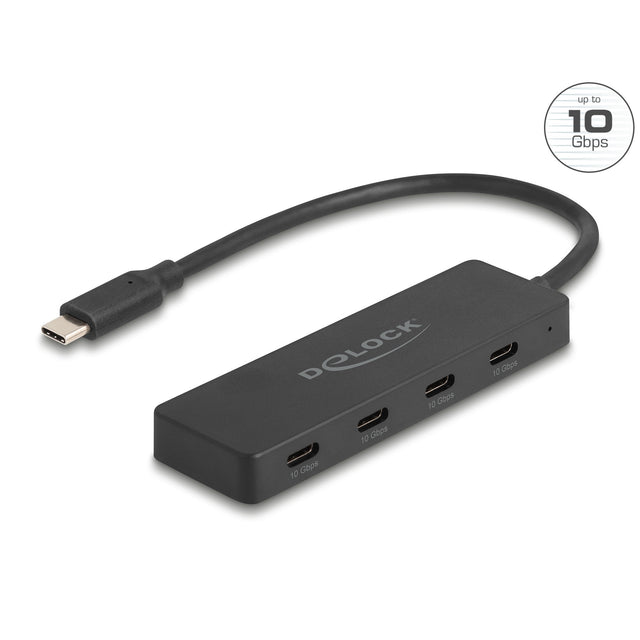 Delock usb 10 gbps usb type-c hub + 4x usb type-c usb-hub (zwart)