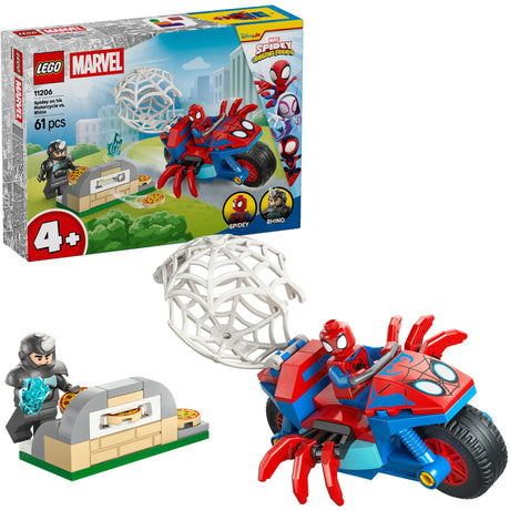Lego Marvel – Spidey auf seinem Motorrad vs. Nashorn – Konstruktionsspielzeug (11206)