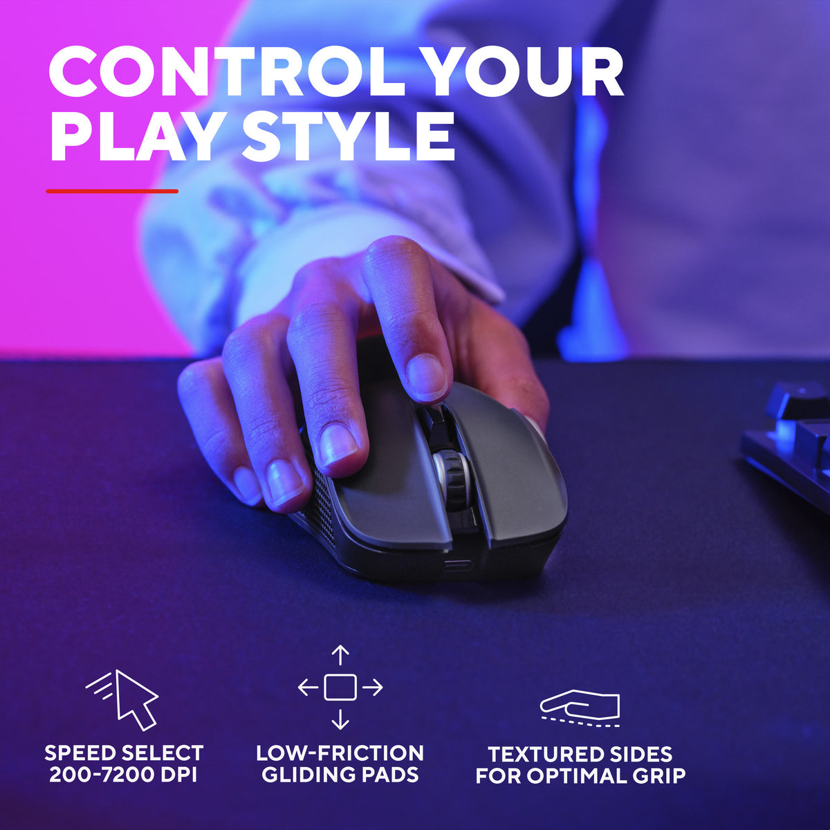 Trust GXT 931 YBar kabellose Gaming-Maus (schwarz, 200–7.200 dpi, 2,4 GHz Bluetooth USB)