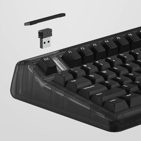 Iqunix OG80 Dark Side kabellose mechanische Tastatur (Schwarz, US-Layout (QWERTY), Gateron-Braun, 80 % (TKL), RGB-LEDs, Hot-Swap-fähig, PBT, 2,4 GHz | Bluetooth 5.1 | USB-C)