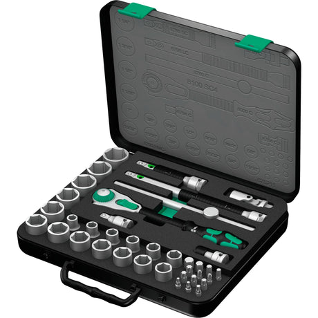 Wera 8100 SC 4 Zyklop Speed-Ratschenset Werkzeugset (schwarz grün, 38-teilig, Speed-Ratsche mit Schwenkkopf)
