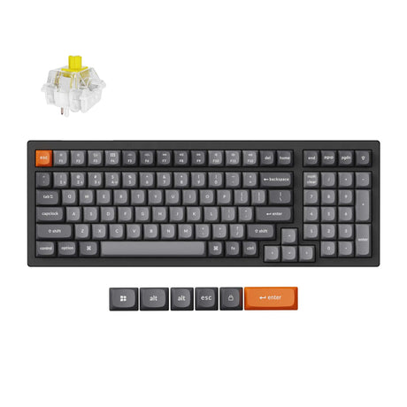 Keychron K4 Max-B4 RGB mechanische Tastatur (schwarz, US-Layout (QWERTY), Superbanane, 96 %, RGB, Double-Shot PBT-Tastenkappen, Bluetooth | USB-C | 2,4 GHz)