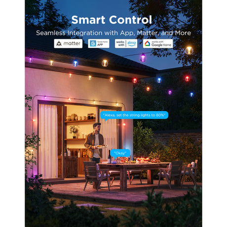 Govee Outdoor-Lichterkette mit klaren Glühbirnen, intelligente Außenbeleuchtung, RGBWW Matter