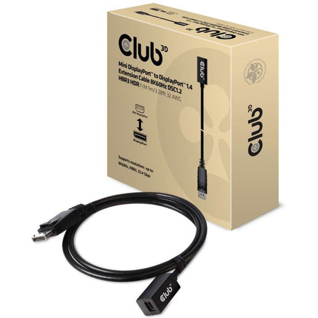 Club 3D Mini DisplayPort > DisplayPort 1.4 (männlich) Verlängerungskabel (schwarz, 0,1 Meter)
