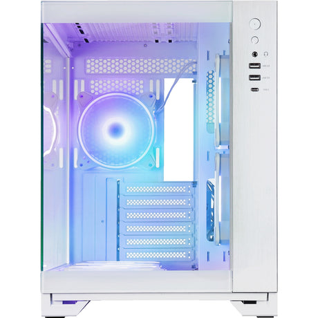 Chieftec Visio Midi Tower Gehäuse (weiß | 2x USB-A | 1x USB-C | RGB | gehärtetes Glas)