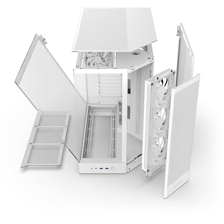 Nzxt H9 Flow RGB Midi-Tower-Gehäuse (weiß (matt) | 2x USB-A | 1x USB-C | RGB | gehärtetes Glas)