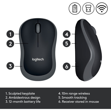 Maus logitech m185 grau, schwarz