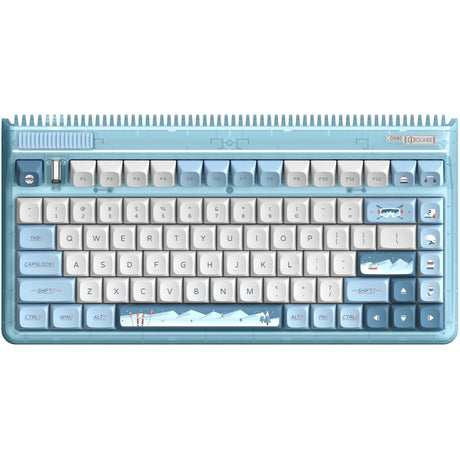 Iqunix OG80 Wintertide kabellose mechanische Tastatur (hellblau, US-Layout (QWERTY), Iqunix Moonstone Turbo, 80 % (TKL), RGB-LEDs, Hot-Swap-fähig, PBT, 2,4 GHz | Bluetooth 5.1 | USB-C)